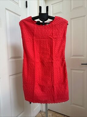 Cole Daniel Women’s Red /Coral Sleeveless Sheath Eyelet Dress in Size XS